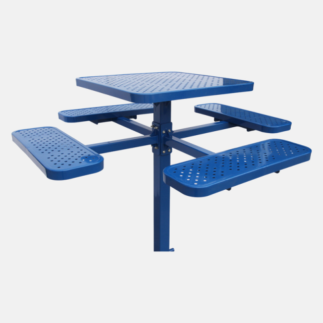 Commercial Picnic Table - 46-Inch Blue Square Base with 4 Seats