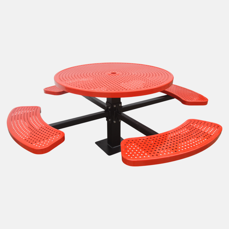 Thermoplastic Coated Picnic Table - 46" Round Perforated Steel Top