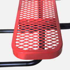 46-Inch 8-Person Red Picnic Table with Backrest - Arlau