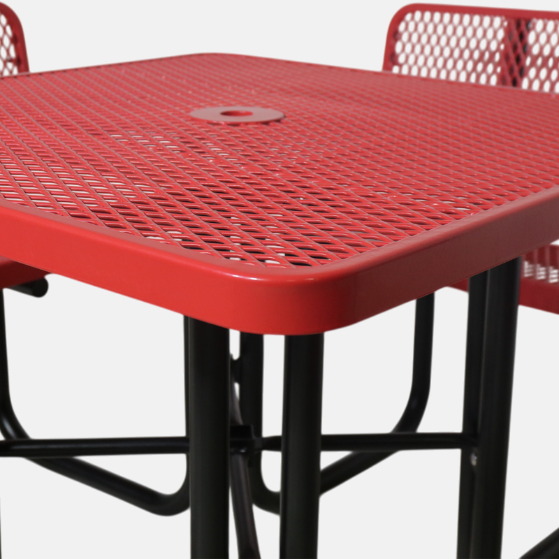 46-Inch 8-Person Red Picnic Table with Backrest - Arlau