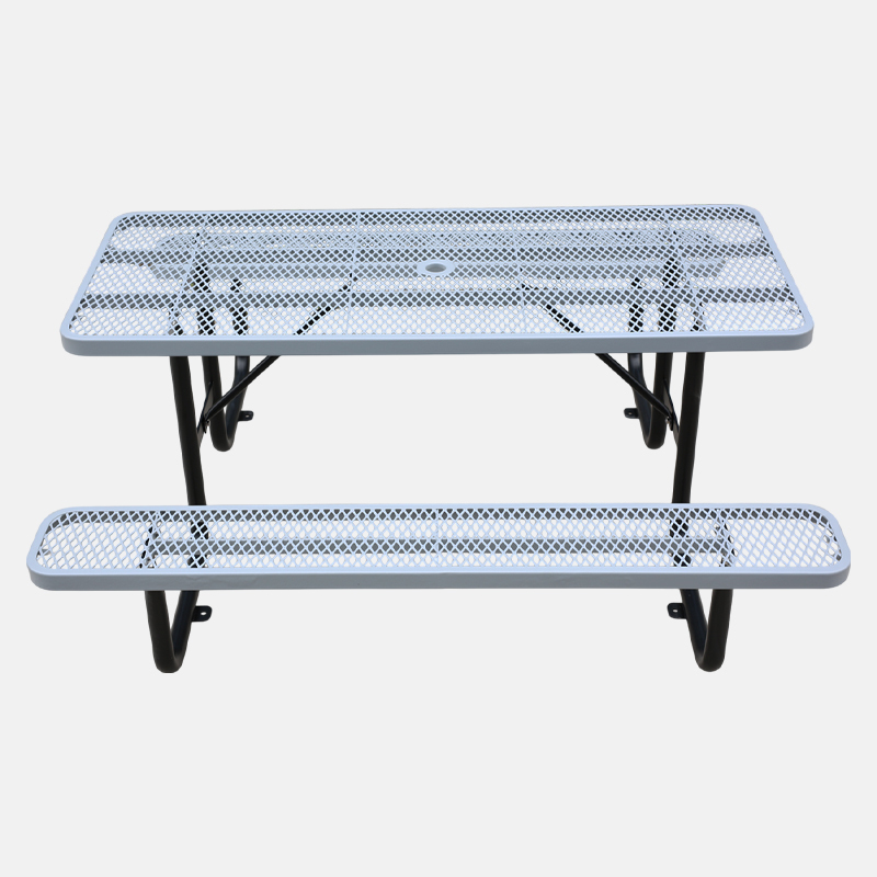 Kids Picnic Table 6ft Grey Perforated Steel Commercial Arlau