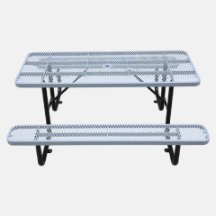 Kids Picnic Table 6ft Grey Perforated Steel Commercial Arlau