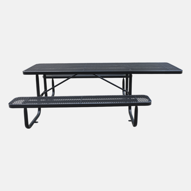 8ft ADA Black Metal Mesh Picnic Table Thermoplastic Coated Arlau