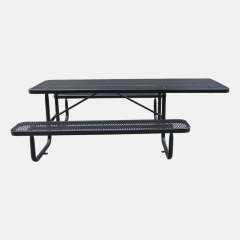 8ft ADA Black Metal Mesh Picnic Table Thermoplastic Coated Arlau