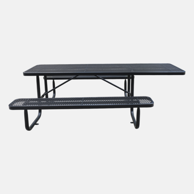 8ft ADA Black Metal Mesh Picnic Table Thermoplastic Coated Arlau