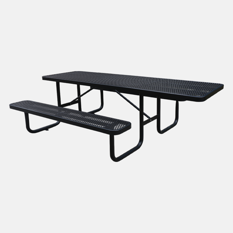 8ft ADA Black Metal Mesh Picnic Table Thermoplastic Coated Arlau