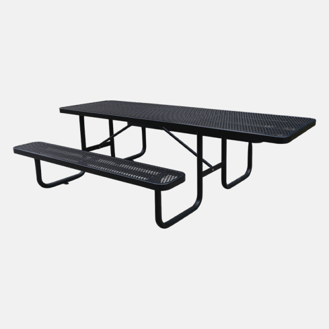 8ft ADA Black Metal Mesh Picnic Table Thermoplastic Coated Arlau
