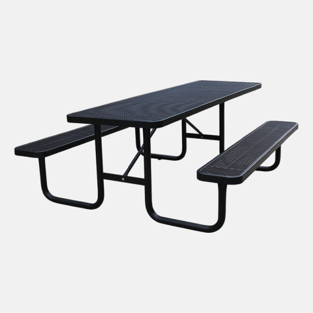 8ft ADA Black Metal Mesh Picnic Table Thermoplastic Coated Arlau