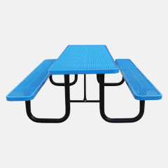 Metal Mesh Picnic Table Blue Heavy Duty Commercial Arlau