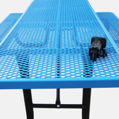 Metal Mesh Picnic Table Blue Heavy Duty Commercial Arlau