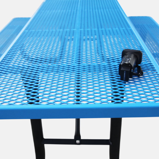 Metal Mesh Picnic Table Blue Heavy Duty Commercial Arlau