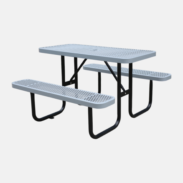 Kids Picnic Table 6ft Grey Perforated Steel Commercial Arlau