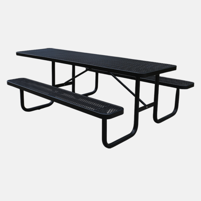 8ft ADA Black Metal Mesh Picnic Table Thermoplastic Coated Arlau