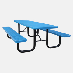 Metal Mesh Picnic Table Blue Heavy Duty Commercial Arlau