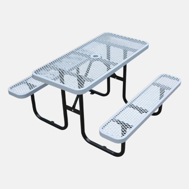 Kids Picnic Table 6ft Grey Perforated Steel Commercial Arlau