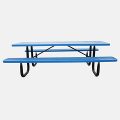 Metal Mesh Picnic Table Blue Heavy Duty Commercial Arlau