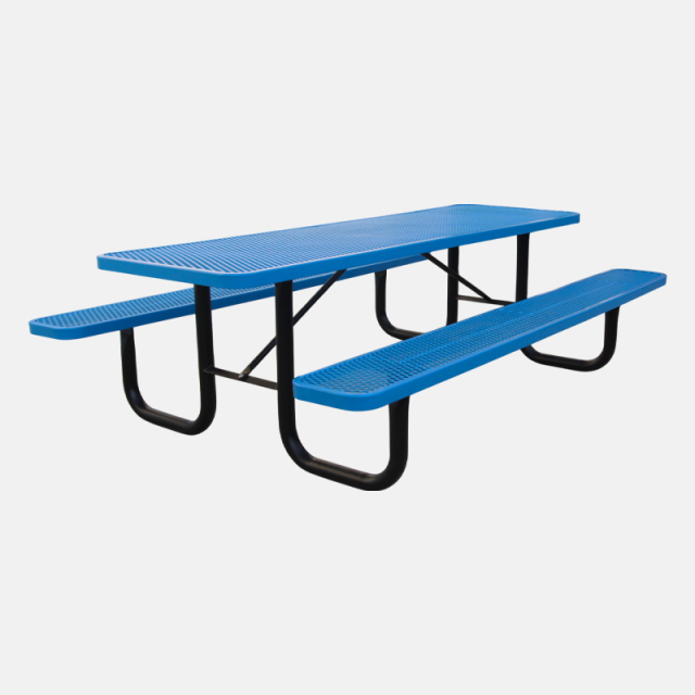 Metal Mesh Picnic Table Blue Heavy Duty Commercial Arlau