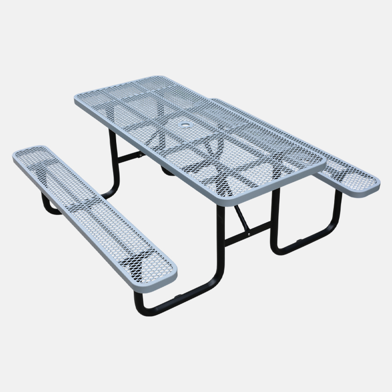 Kids Picnic Table 6ft Grey Perforated Steel Commercial Arlau