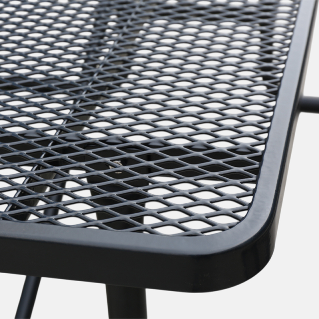 8ft ADA Black Metal Mesh Picnic Table Thermoplastic Coated Arlau