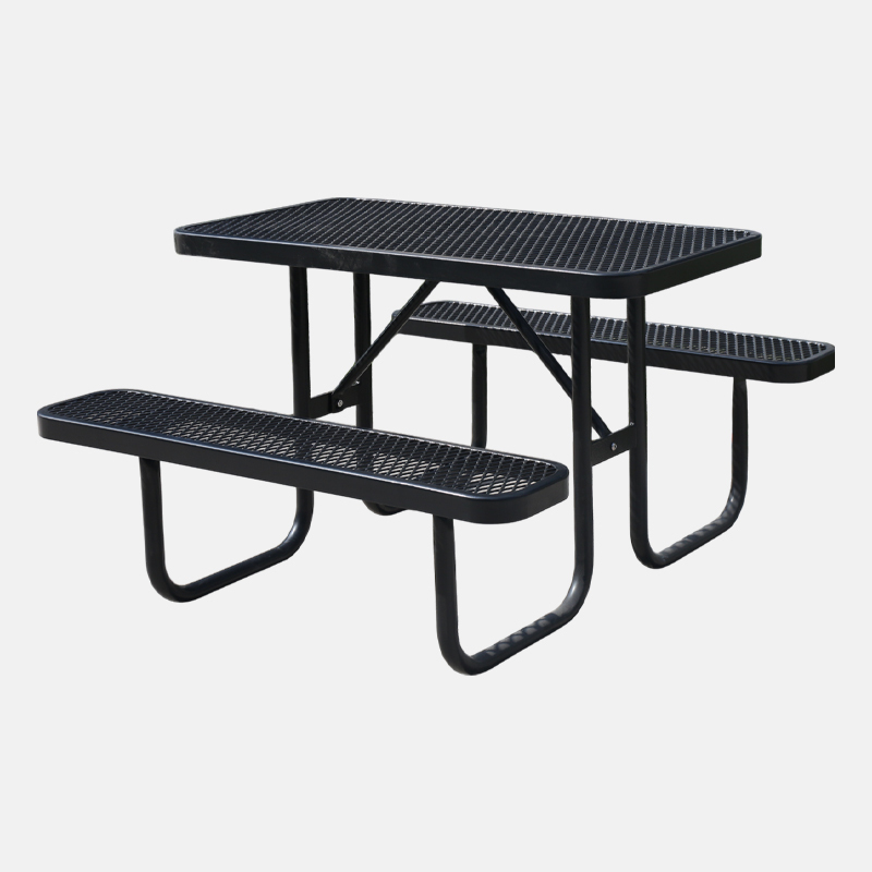 4ft Blue Metal Mesh Picnic Table Thermoplastic Coated Arlau