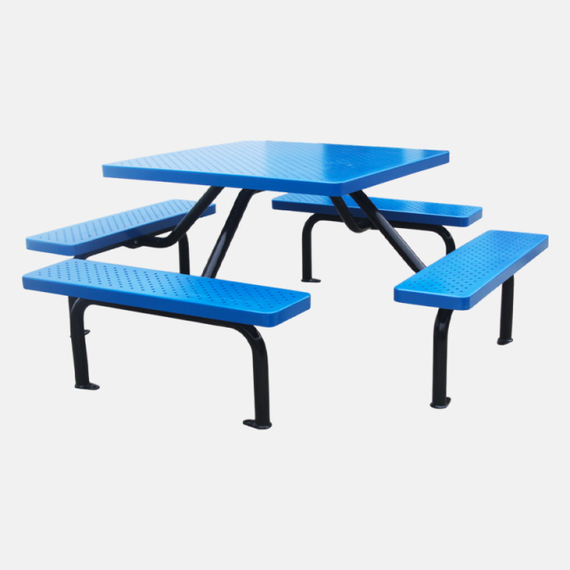 Commercial 46" Square Picnic Table - Heavy-Duty Expanded Steel Top