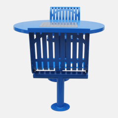 4-Seat Outdoor Steel Round Table - Thermoplastic Cafe Set - yalau