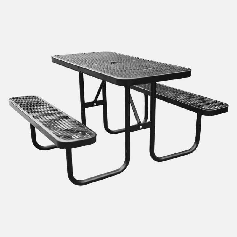 4ft Blue Metal Mesh Picnic Table Thermoplastic Coated Arlau