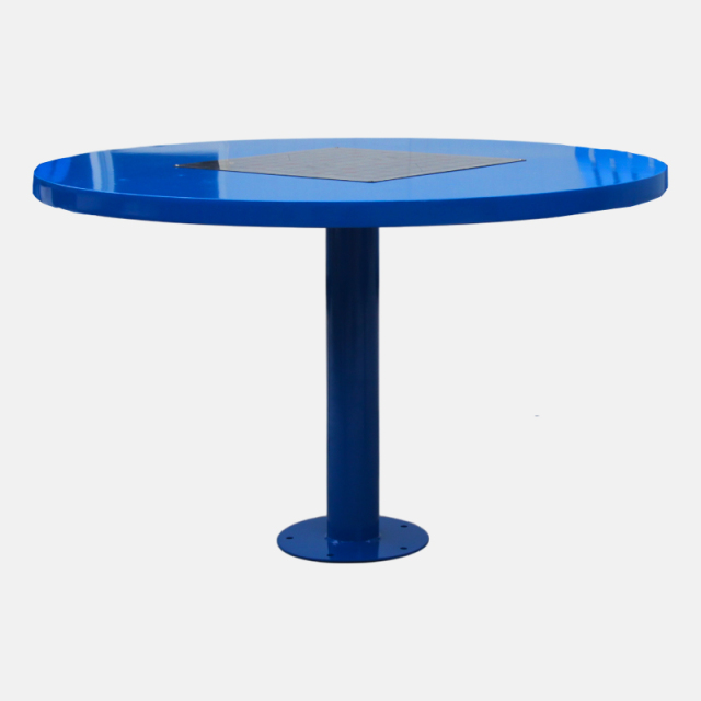 4-Seat Outdoor Steel Round Table - Thermoplastic Cafe Set - yalau