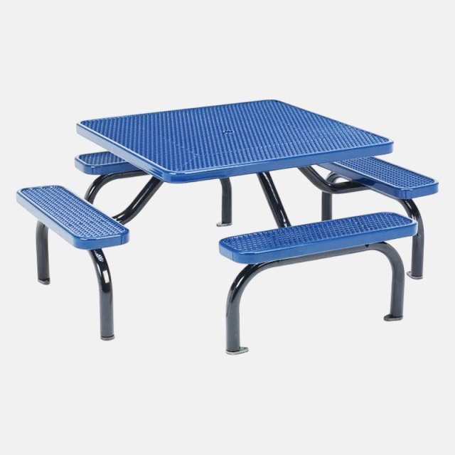Commercial 46" Square Picnic Table - Heavy-Duty Expanded Steel Top