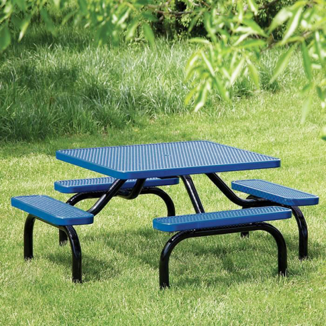 Commercial 46" Square Picnic Table - Heavy-Duty Expanded Steel Top