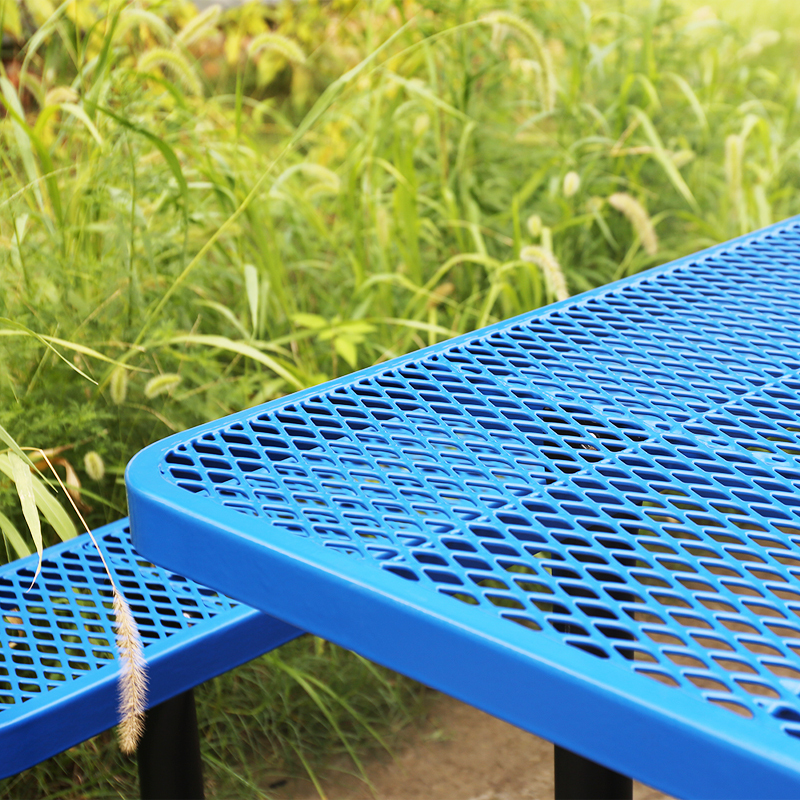 4ft Blue Metal Mesh Picnic Table Thermoplastic Coated Arlau