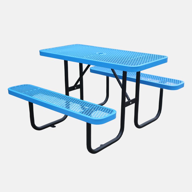 4ft Blue Metal Mesh Picnic Table Thermoplastic Coated Arlau
