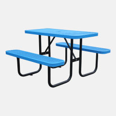4ft Blue Metal Mesh Picnic Table Thermoplastic Coated Arlau