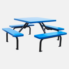 Commercial 46" Square Picnic Table - Heavy-Duty Expanded Steel Top