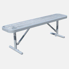 Gray Metal Bench for Parks - 4ft No-Back Yalau