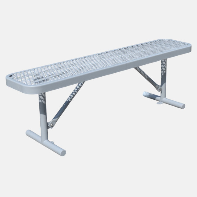 Gray Metal Bench for Parks - 4ft No-Back Yalau