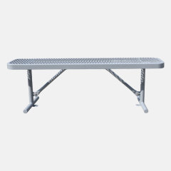 Gray Metal Bench for Parks - 4ft No-Back Yalau