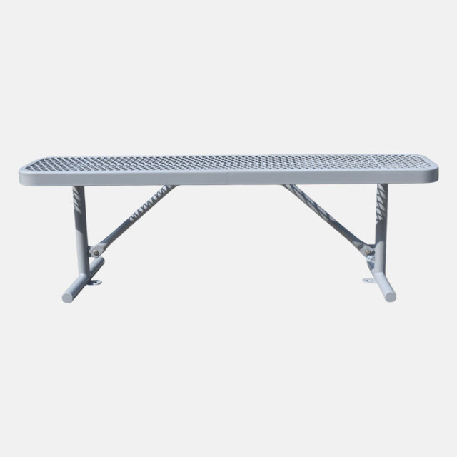 Gray Metal Bench for Parks - 4ft No-Back Yalau