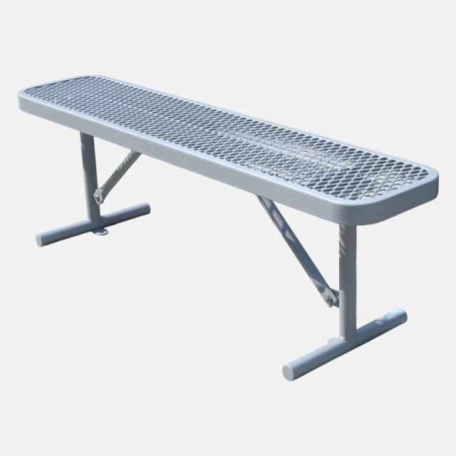 Gray Metal Bench for Parks - 4ft No-Back Yalau