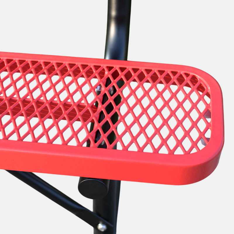Metal Bench - 4ft Red Outdoor with Backrest