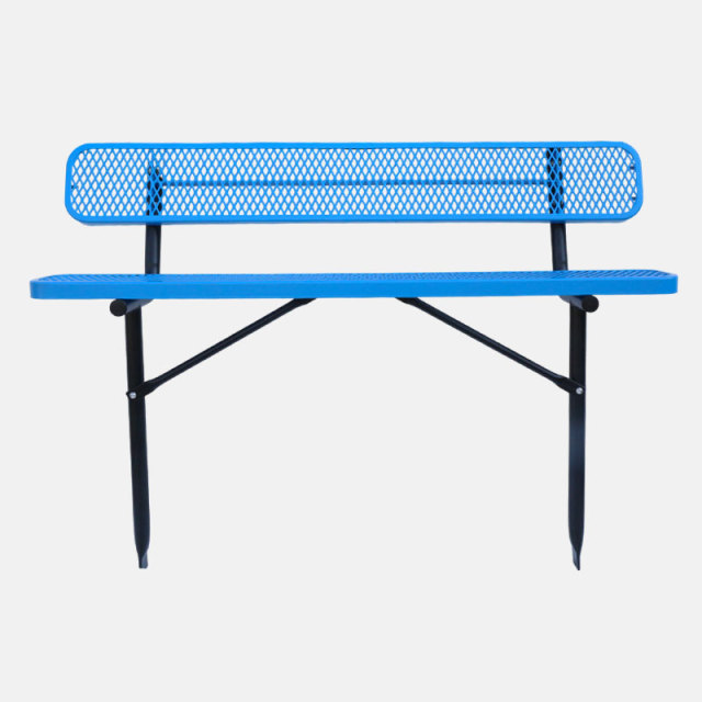 8ft In Ground Steel Park Bench Thermoplastic - yalau