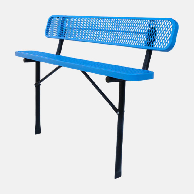 8ft In Ground Steel Park Bench Thermoplastic - yalau