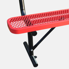Metal Bench - 4ft Red Outdoor with Backrest
