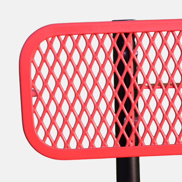 Metal Bench - 4ft Red Outdoor with Backrest