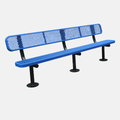 Outdoor Bench - 8ft Surface Mount Steel with Back