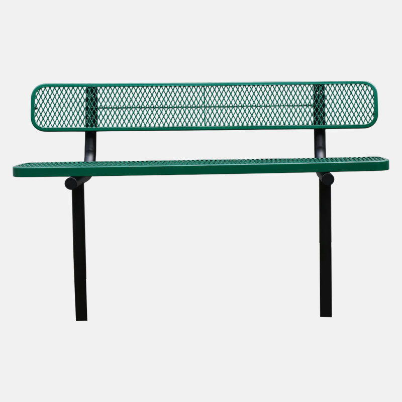 Outdoor Bench - 6ft Green In-Ground Mount Steel