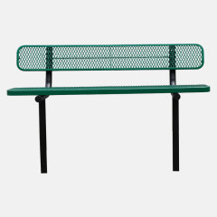 Outdoor Bench - 6ft Green In-Ground Mount Steel