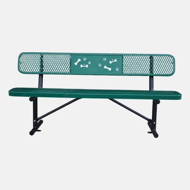 Commercial Dog Park Bench - 6ft Durable Green Outdoor Bench