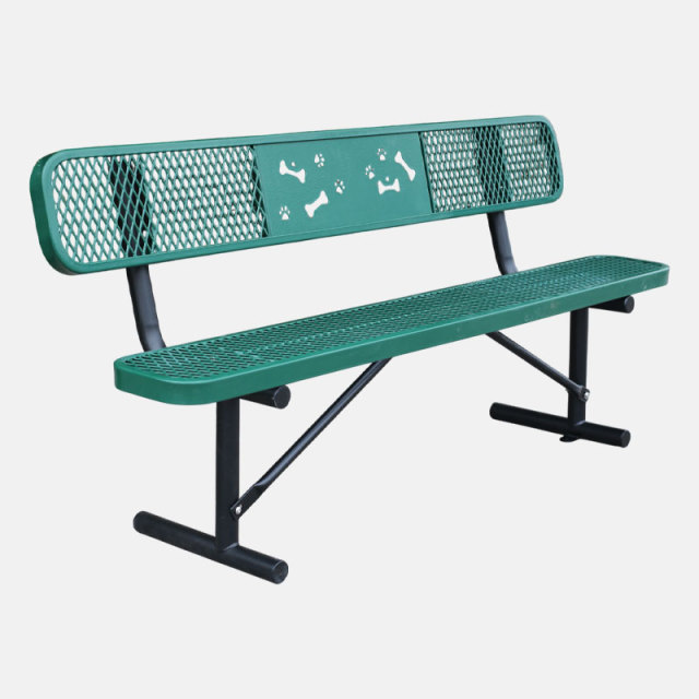 Commercial Dog Park Bench - 6ft Durable Green Outdoor Bench