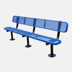 Outdoor Bench - 8ft Surface Mount Steel with Back